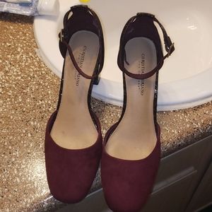 Burgandy ankle strap heels